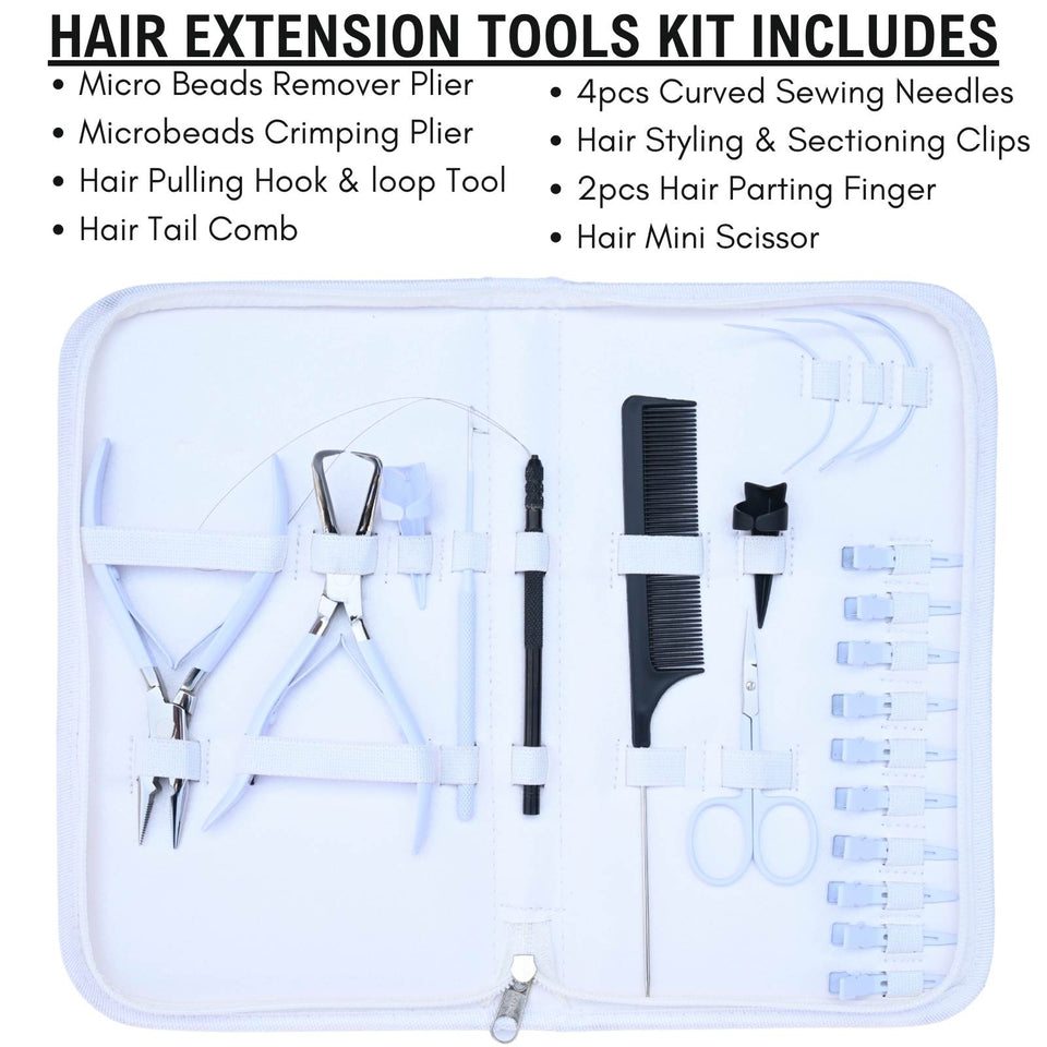 Hair Extension Tool Kit  Micro Beads Remover Plier 4pcs Curved Sewing Needles & Scissor - Cross Edge Corporation