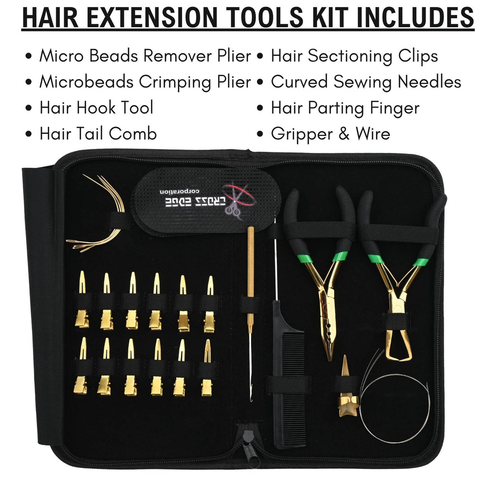 Hair Extension Tool Kit with Crimping Plier, Hook Tool & Wire Gripper Set - Cross Edge Corporation