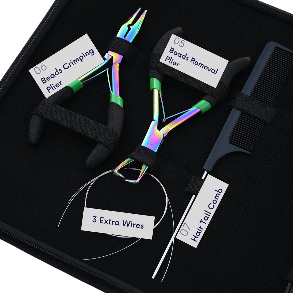 Hair Extension Tools Kit Professional Micro Beads Installation & Removal Pliers Set - Cross Edge Corporation