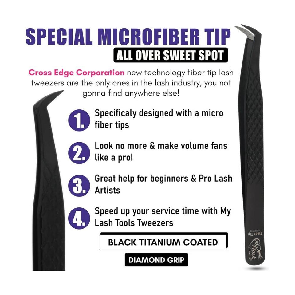Eyelash Extensions 2Pcs Fiber Tip Tweezers - Cross Edge Corporation