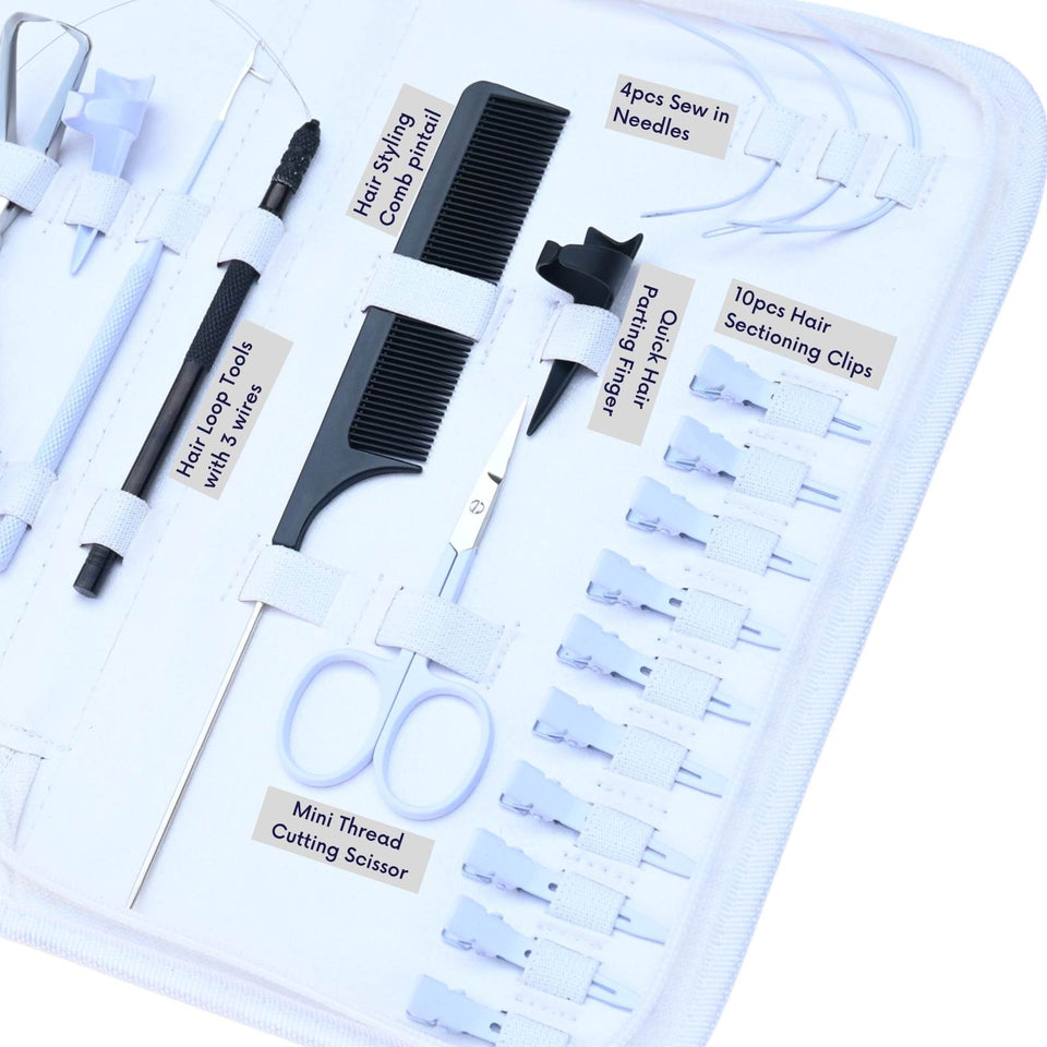 Hair Extension Tool Kit  Micro Beads Remover Plier 4pcs Curved Sewing Needles & Scissor - Cross Edge Corporation