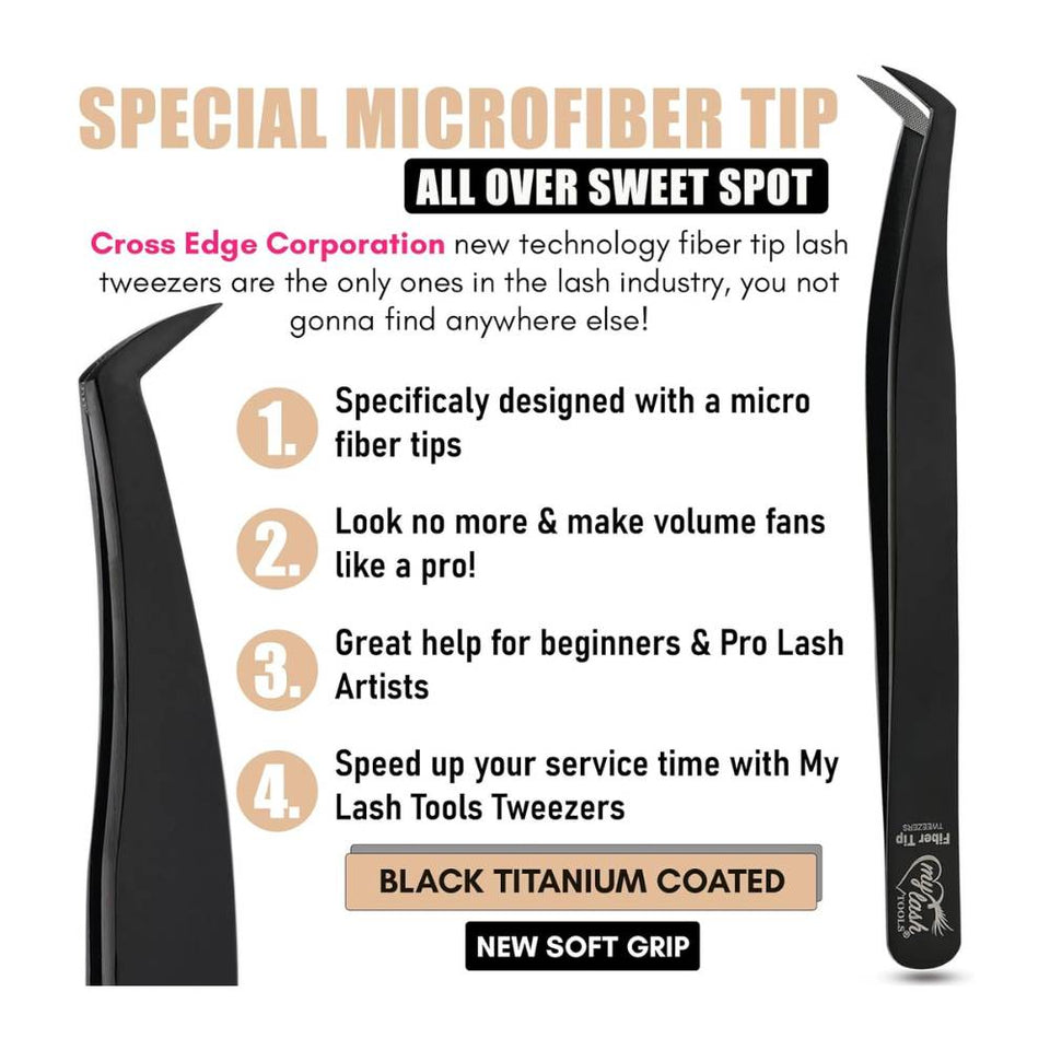 Eyelash Extension Precision Fiber Tip Lash Tweezers - Cross Edge Corporation