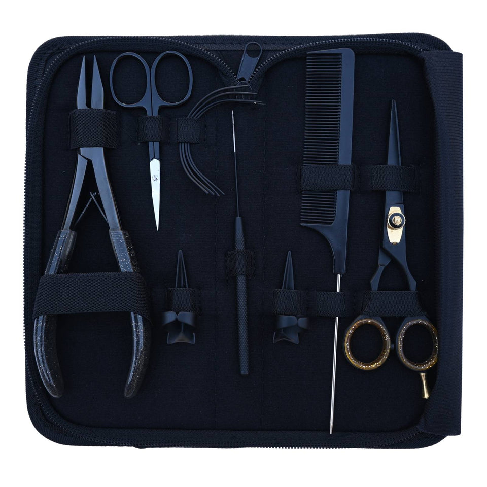 Hair Extension Crimping Plier Tool Kit for Beads Hook, Scissors & Comb set - Cross Edge Corporation