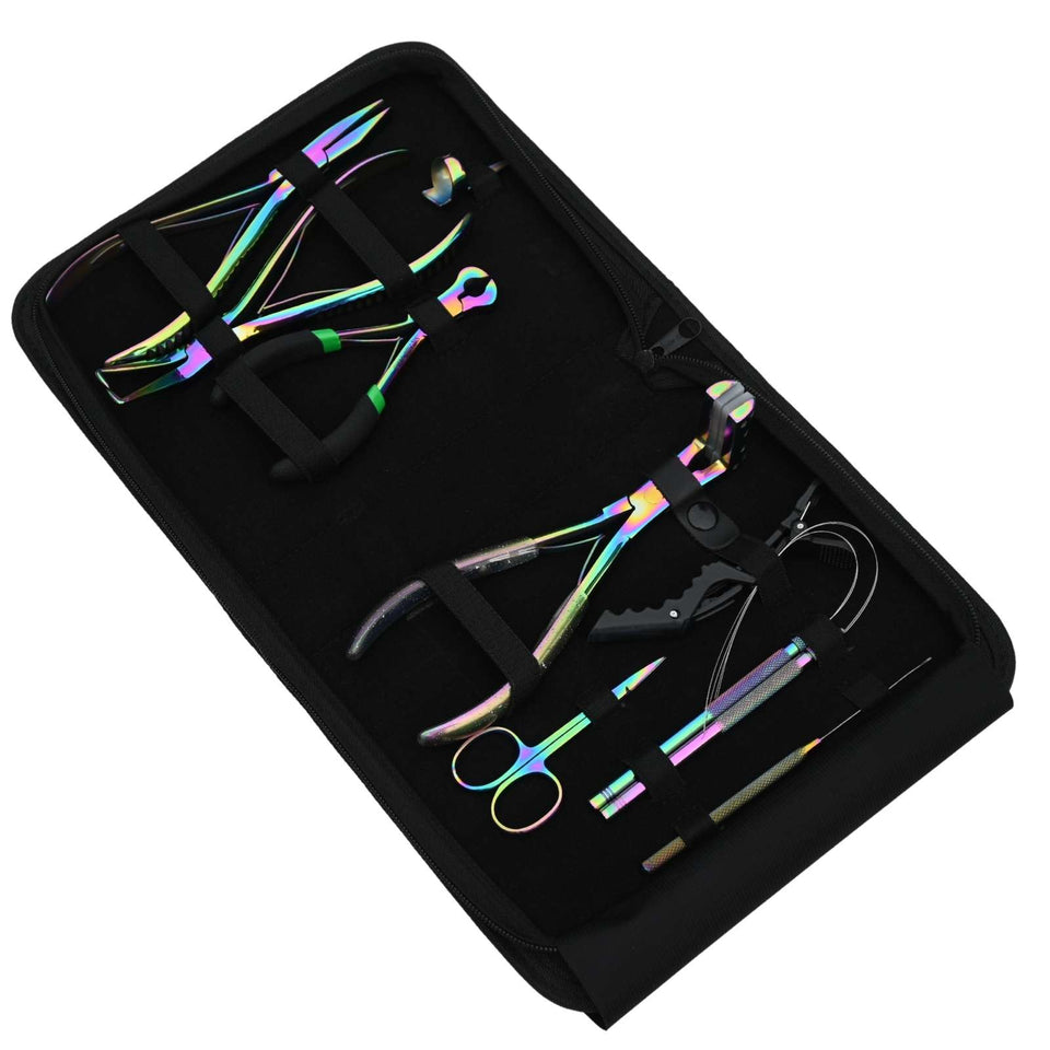 Hair Extension Tool Kit with Tape In Plier, Bond Cutter Threading Loop & Mini Scissor - Cross Edge Corporation