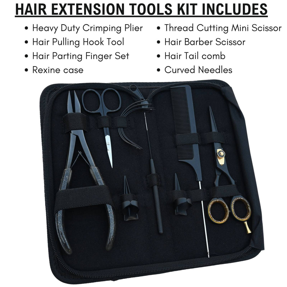 Hair Extension Crimping Plier Tool Kit for Beads Hook, Scissors & Comb set - Cross Edge Corporation