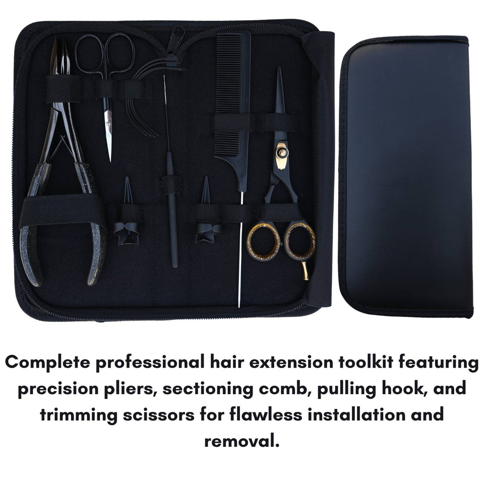 Hair Extension Crimping Plier Tool Kit for Beads Hook, Scissors & Comb set - Cross Edge Corporation