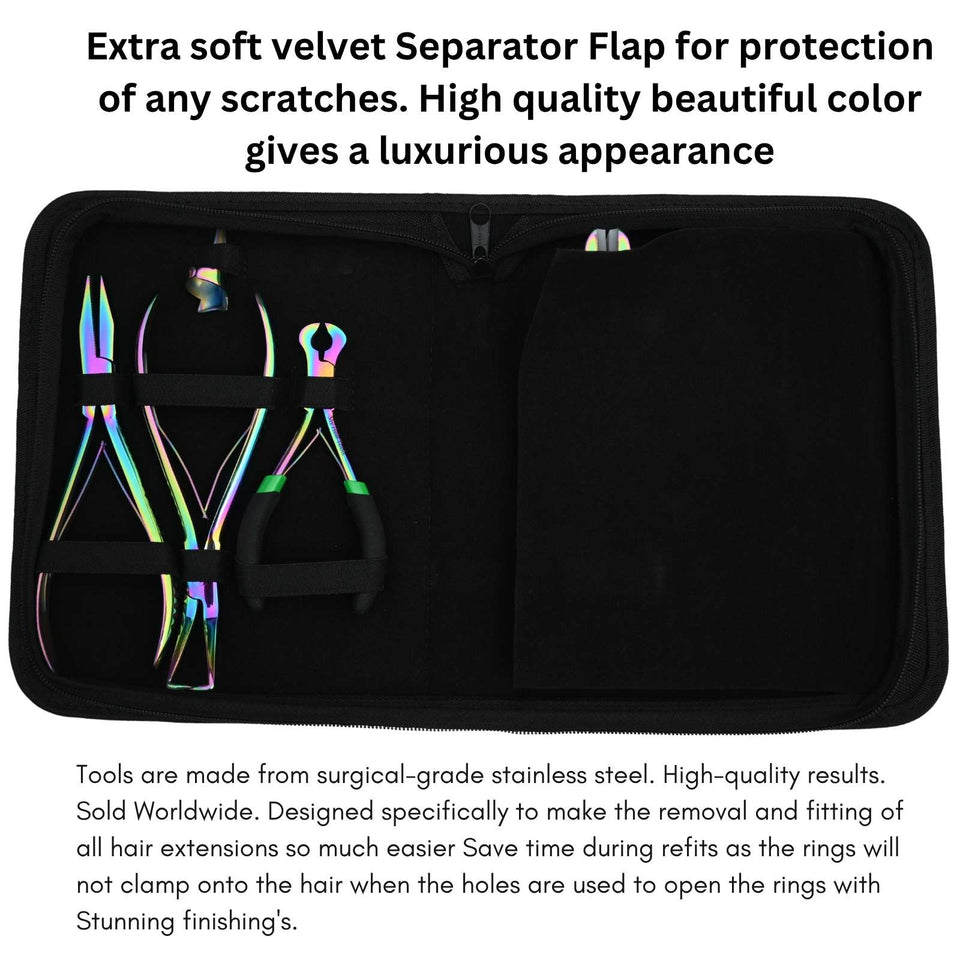 Hair Extension Tool Kit with Tape In Plier, Bond Cutter Threading Loop & Mini Scissor - Cross Edge Corporation