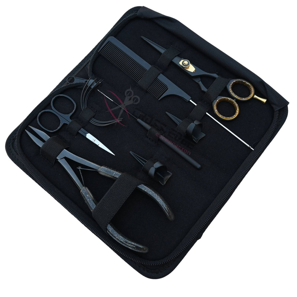 Hair Extension Crimping Plier Tool Kit for Beads Hook, Scissors & Comb set - Cross Edge Corporation