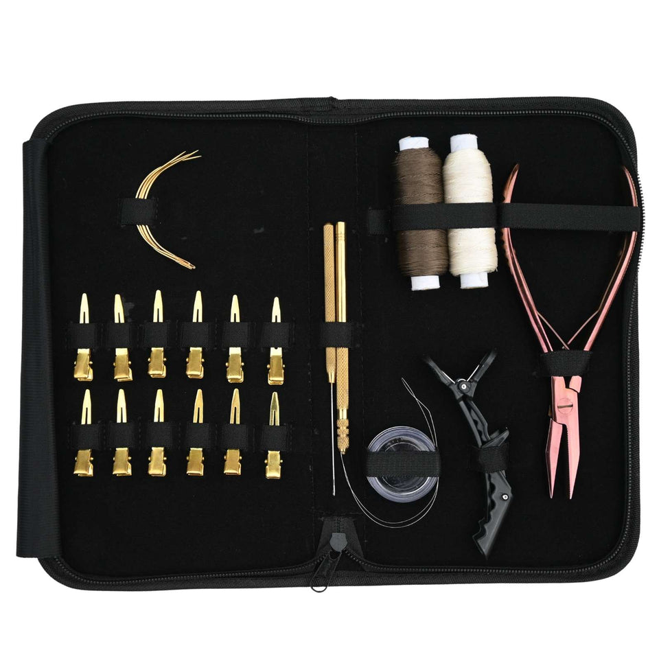 Hair Extension Tool Kit with Flat Crimping Plier, Loop Tool & Wig Thread Set - Cross Edge Corporation