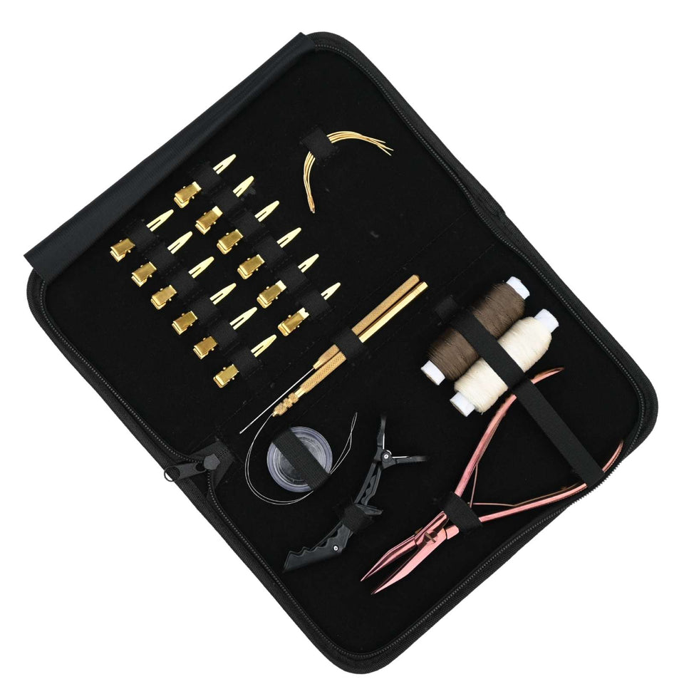 Hair Extension Tool Kit with Flat Crimping Plier, Loop Tool & Wig Thread Set - Cross Edge Corporation