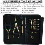 Hair Extension Tools Kit for Micro Bead Removal 3 Hole Crimper Pliers, Hook & Clips - Cross Edge Corporation