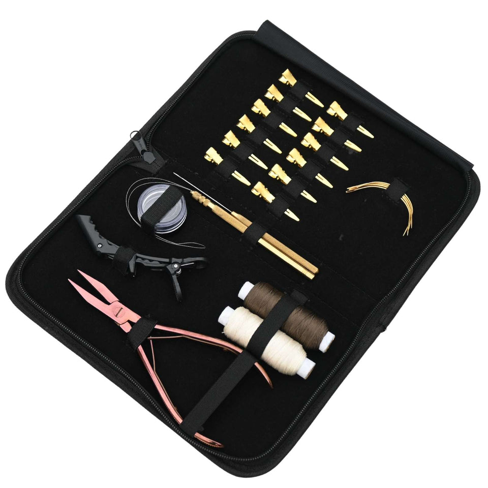 Hair Extension Tool Kit with Flat Crimping Plier, Loop Tool & Wig Thread Set - Cross Edge Corporation