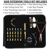 Hair Extension Tool Kit with Flat Crimping Plier, Loop Tool & Wig Thread Set - Cross Edge Corporation
