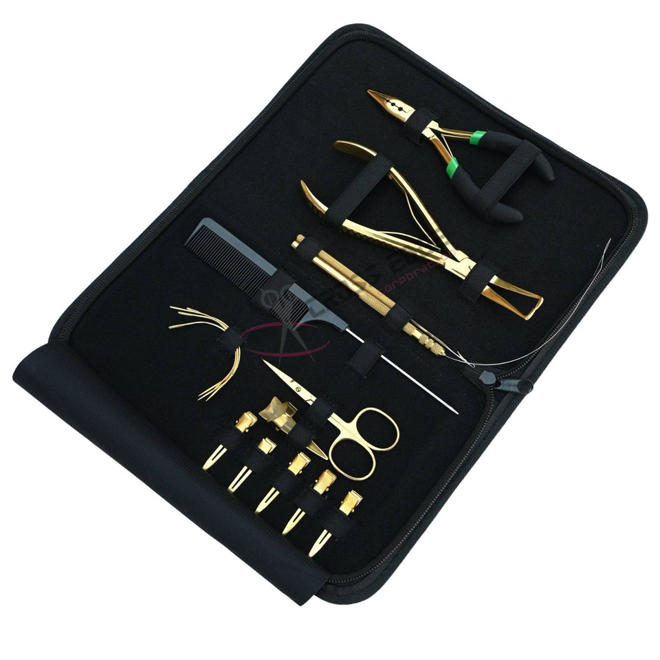 Hair Extension Tools Kit for Micro Bead Removal 3 Hole Crimper Pliers, Hook & Clips - Cross Edge Corporation