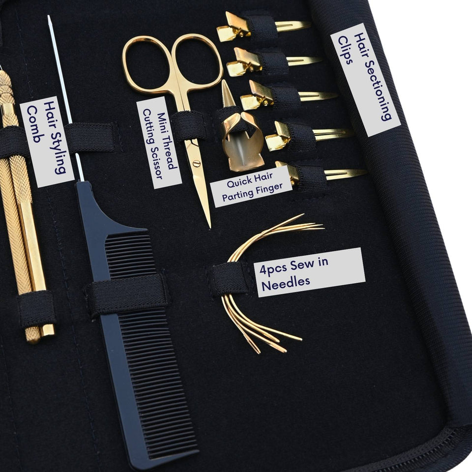 Hair Extension Tools Kit for Micro Bead Removal 3 Hole Crimper Pliers, Hook & Clips - Cross Edge Corporation