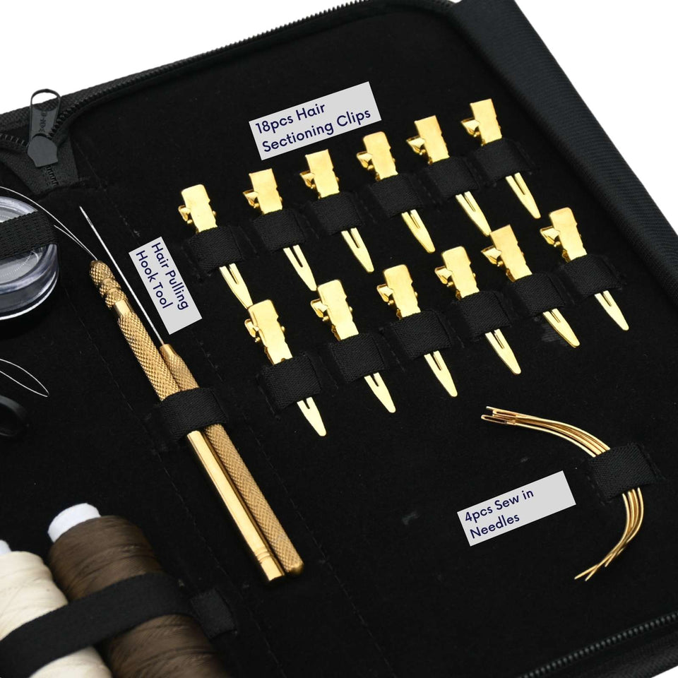 Hair Extension Tool Kit with Flat Crimping Plier, Loop Tool & Wig Thread Set - Cross Edge Corporation