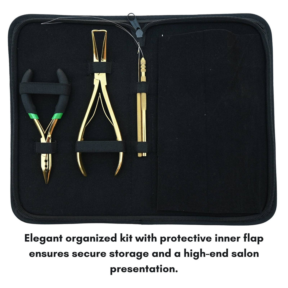 Hair Extension Tools Kit for Micro Bead Removal 3 Hole Crimper Pliers, Hook & Clips - Cross Edge Corporation