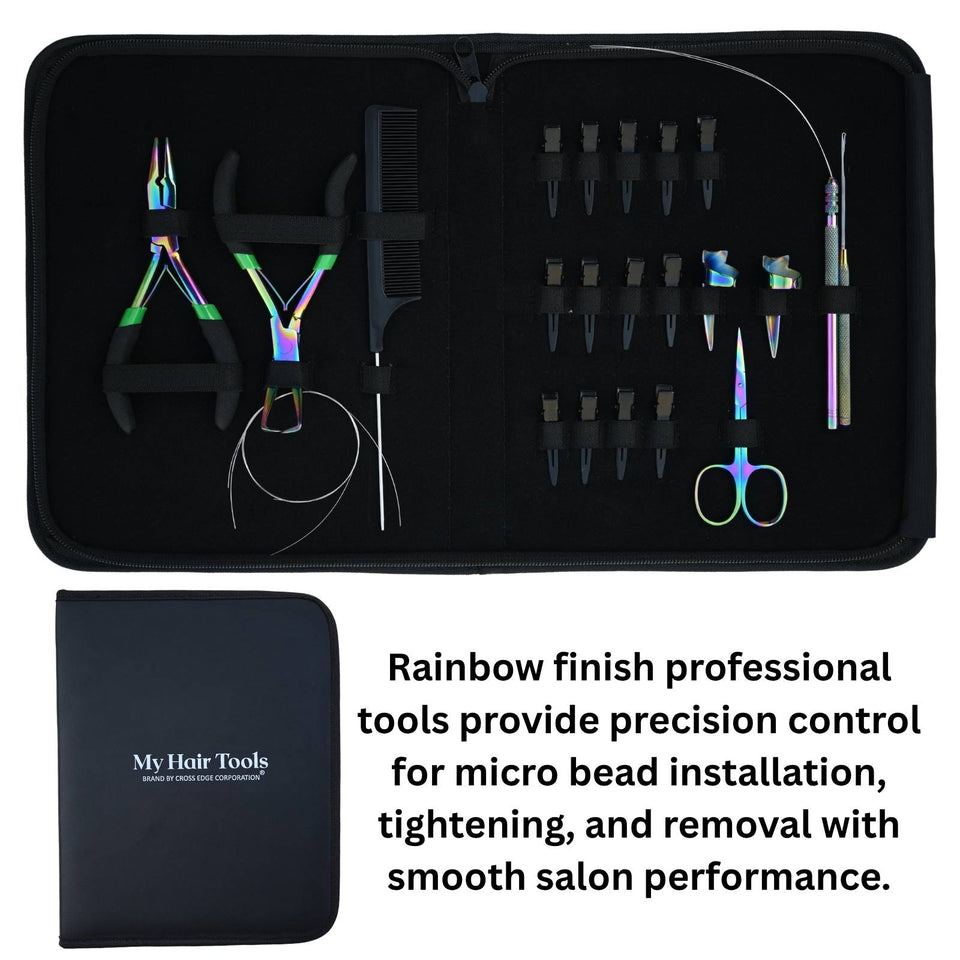 Hair Extension Tools Kit Professional Micro Beads Installation & Removal Pliers Set - Cross Edge Corporation