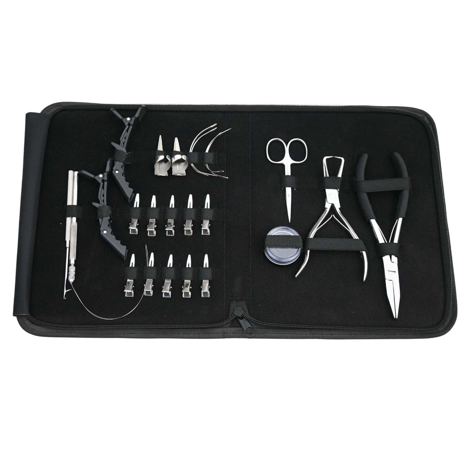 Hair Extension Tool Kit with Flat Crimping Plier, Microlink Remover & Loop Tool Set - Cross Edge Corporation