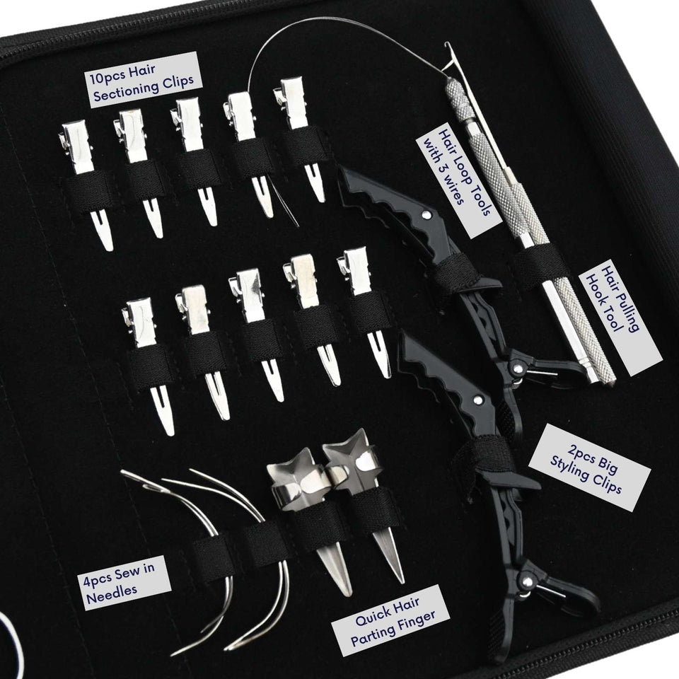 Hair Extension Tool Kit with Flat Crimping Plier, Microlink Remover & Loop Tool Set - Cross Edge Corporation