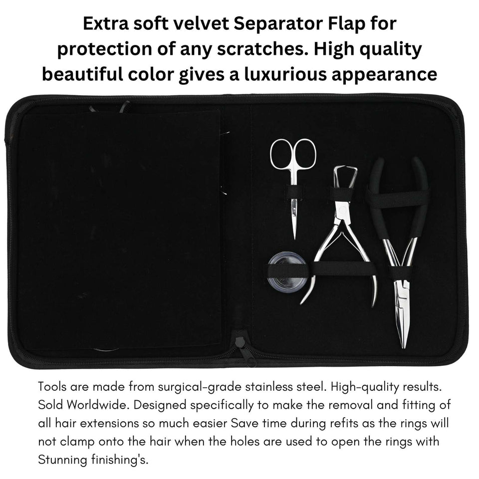 Hair Extension Tool Kit with Flat Crimping Plier, Microlink Remover & Loop Tool Set - Cross Edge Corporation