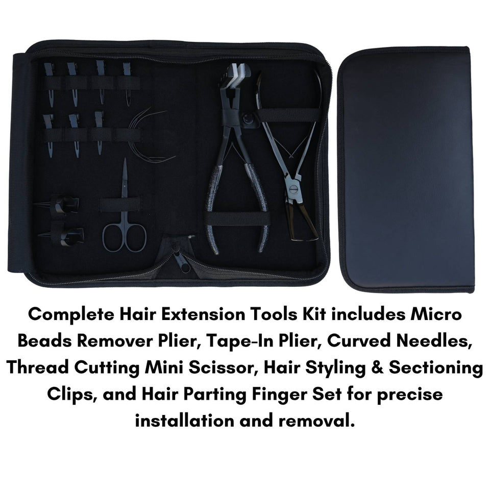 Hair Extension Tools Kit for Micro Bead Removal Tape In Plier & Curved Needles - Cross Edge Corporation