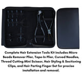 Hair Extension Tools Kit for Micro Bead Removal Tape In Plier & Curved Needles - Cross Edge Corporation