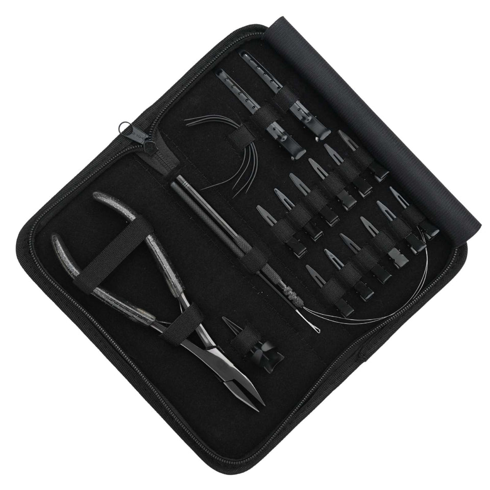 Hair Extension Tool Kit with Flat Crimping Plier, Hook Loop Set & Duckbill Clips - Cross Edge Corporation