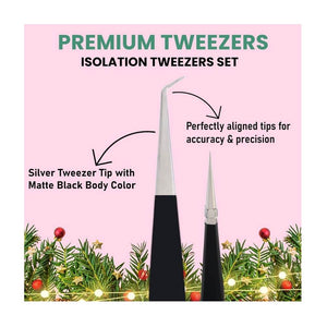 Fiber Tip Lash Tweezers for Eyelash Extensions Professional SET OF 4 - Cross Edge Corporation