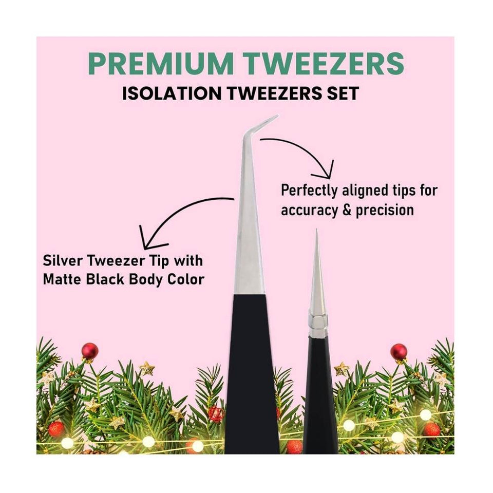 Fiber Tip Lash Tweezers for Eyelash Extensions Professional SET OF 4 - Cross Edge Corporation