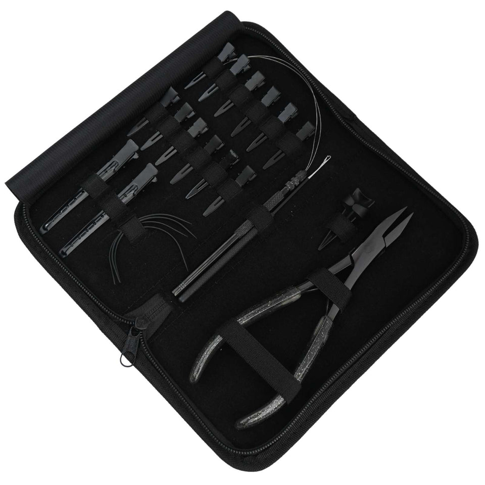 Hair Extension Tool Kit with Flat Crimping Plier, Hook Loop Set & Duckbill Clips - Cross Edge Corporation
