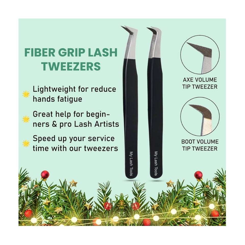 Fiber Tip Lash Tweezers for Eyelash Extensions Professional SET OF 4 - Cross Edge Corporation