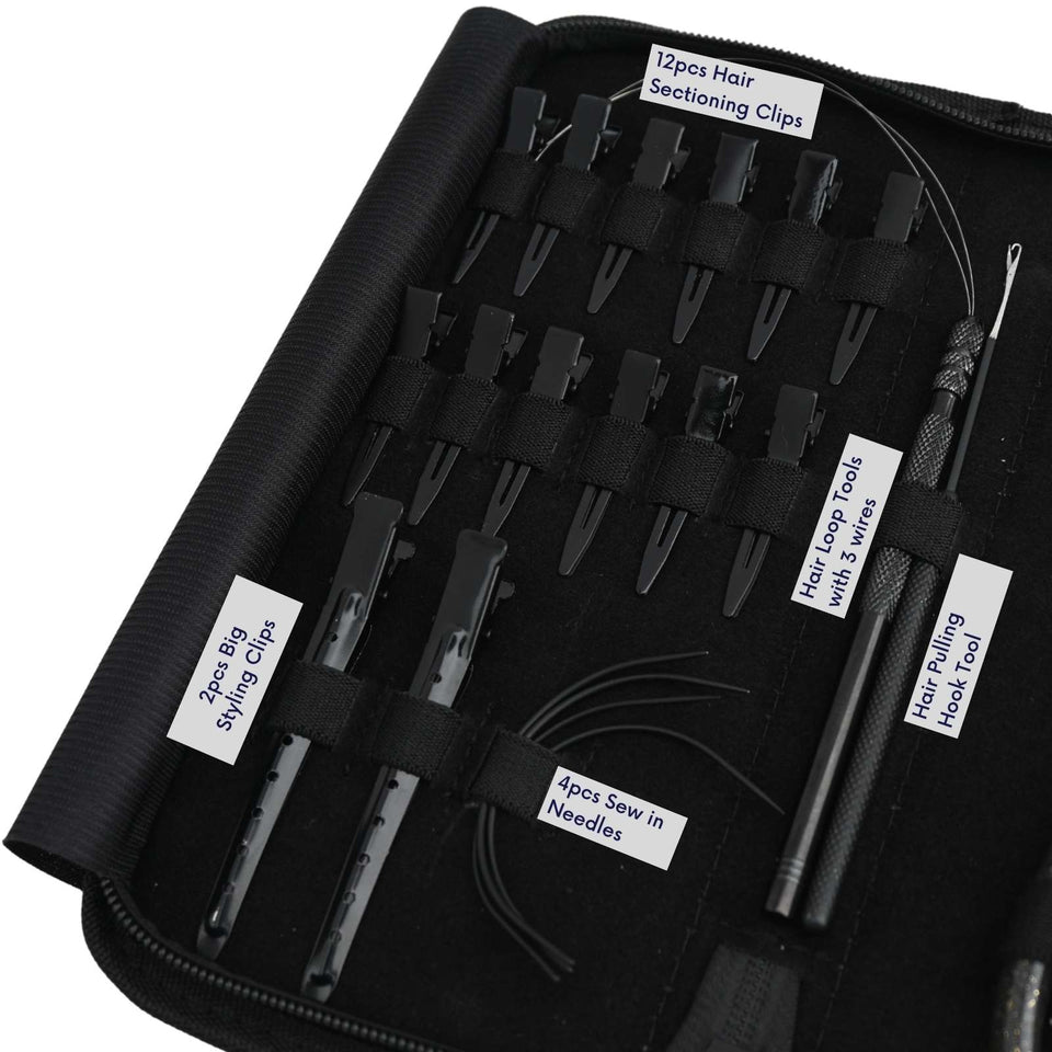 Hair Extension Tool Kit with Flat Crimping Plier, Hook Loop Set & Duckbill Clips - Cross Edge Corporation
