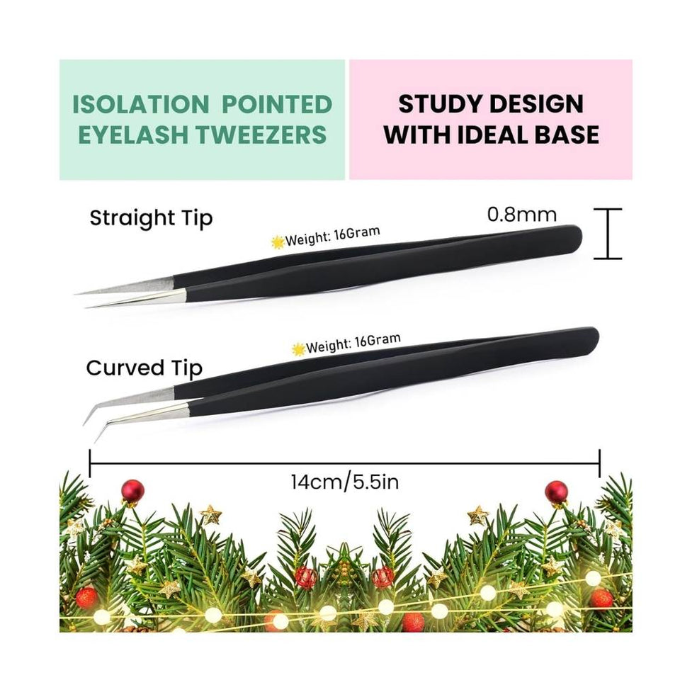 Fiber Tip Lash Tweezers for Eyelash Extensions Professional SET OF 4 - Cross Edge Corporation