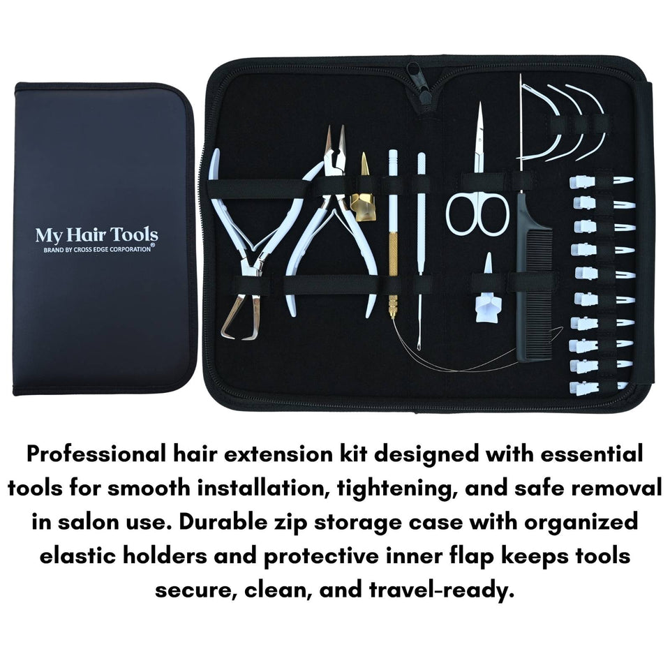 Hair Extension Tools Kit for Micro Bead Crimping Removal Hook Loop Curved Needles - Cross Edge Corporation