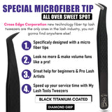 Black Fiber Tip Tweezers for Lash Extensions Fiber Tip Tweezer & Dolphin Isolation Tweezers (2pcs) - Cross Edge Corporation