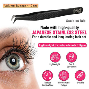 Black Fiber Tip Tweezers for Lash Extensions Fiber Tip Tweezer & Dolphin Isolation Tweezers (2pcs) - Cross Edge Corporation