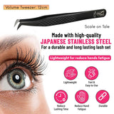 Black Fiber Tip Tweezers for Lash Extensions Fiber Tip Tweezer & Dolphin Isolation Tweezers (2pcs) - Cross Edge Corporation