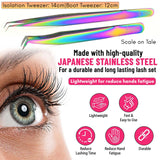 Rainbow Fiber Tip Lash Tweezers Boot Volume Eyelash & Isolation Tweezers Set (2pcs)