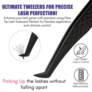 Black Fiber Tip Boot Volume Tweezer and Dolphin Isolation Eyelash Tweezers Set (2pcs) - Cross Edge Corporation