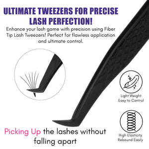 Black Fiber Tip Tweezers for Lash Extensions Fiber Tip Tweezer & Dolphin Isolation Tweezers (2pcs) - Cross Edge Corporation