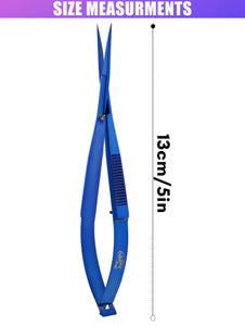 Eyebrow & Eyelash Shaping & Trimming Spring Scissors 5 Inch straight Stainless Steel Precision Scissor (Blue) - Cross Edge Corporation