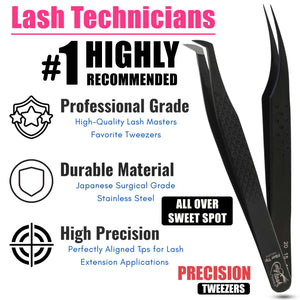 Black Fiber Tip Boot Volume Tweezer and Dolphin Isolation Eyelash Tweezers Set (2pcs) - Cross Edge Corporation