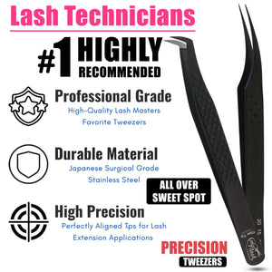Black Fiber Tip Tweezers for Lash Extensions Fiber Tip Tweezer & Dolphin Isolation Tweezers (2pcs) - Cross Edge Corporation