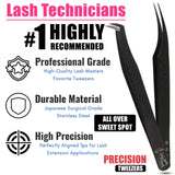 Black Fiber Tip Tweezers for Lash Extensions Fiber Tip Tweezer & Dolphin Isolation Tweezers (2pcs) - Cross Edge Corporation