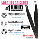 Black Fiber Tip Tweezers for Lash Extensions Fiber Tip Tweezer & Dolphin Isolation Tweezers (2pcs)
