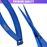 Eyebrow & Eyelash Shaping & Trimming Spring Scissors 5 Inch straight Stainless Steel Precision Scissor (Blue) - Cross Edge Corporation