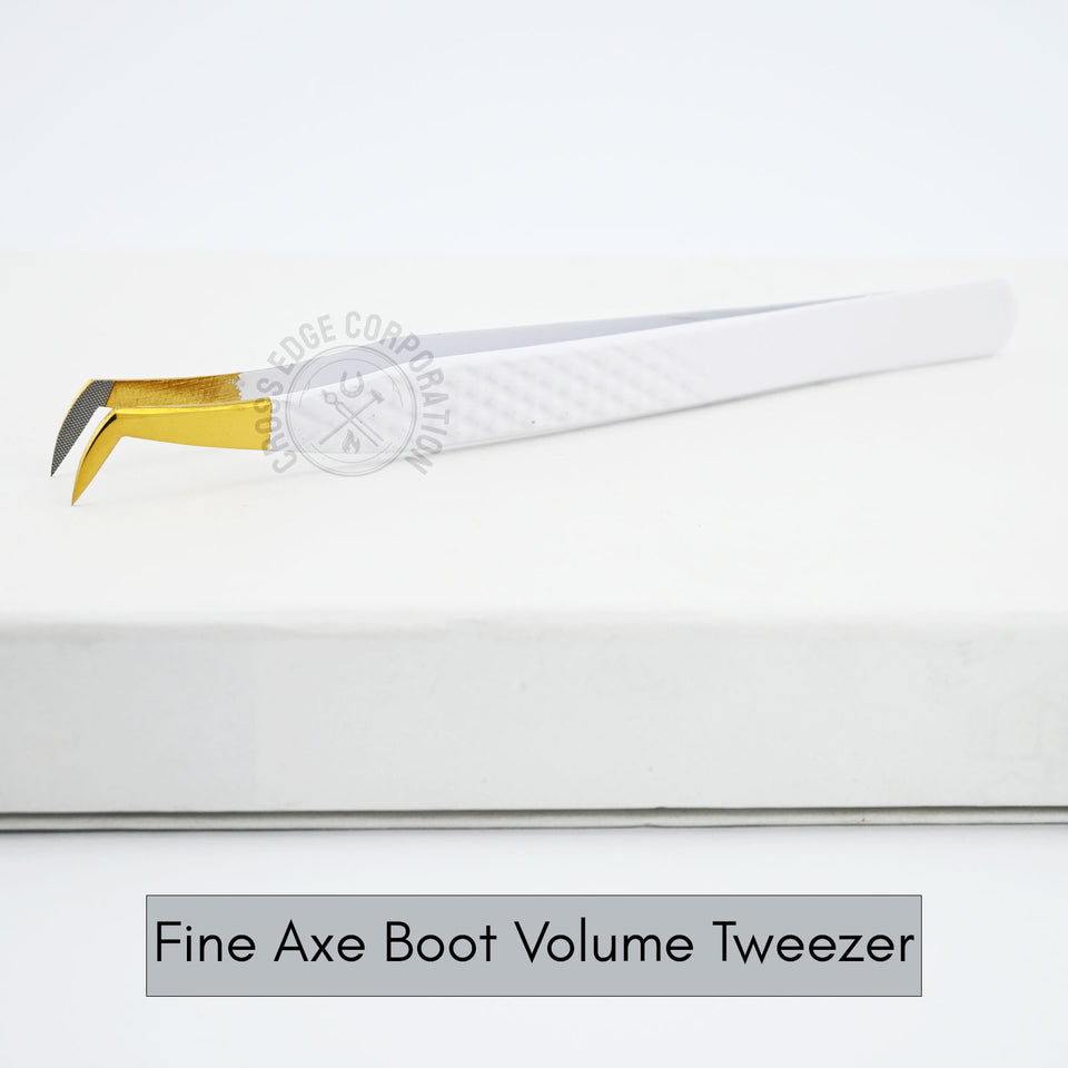 Fiber Tip Lash Tweezers - Matte White with Gold Tip
