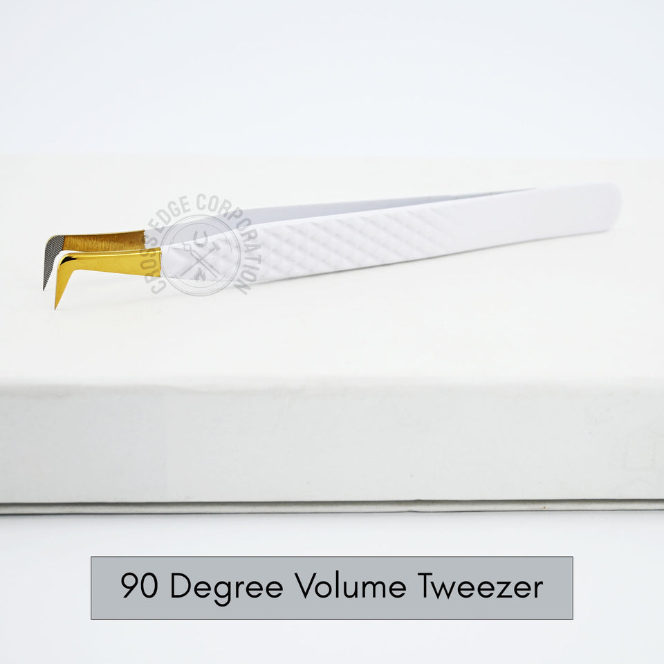 Fiber Tip Lash Tweezers - Matte White with Gold Tip