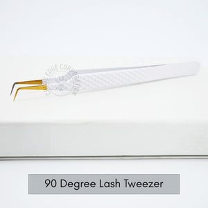 Fiber Tip Lash Tweezers - Matte White with Gold Tip